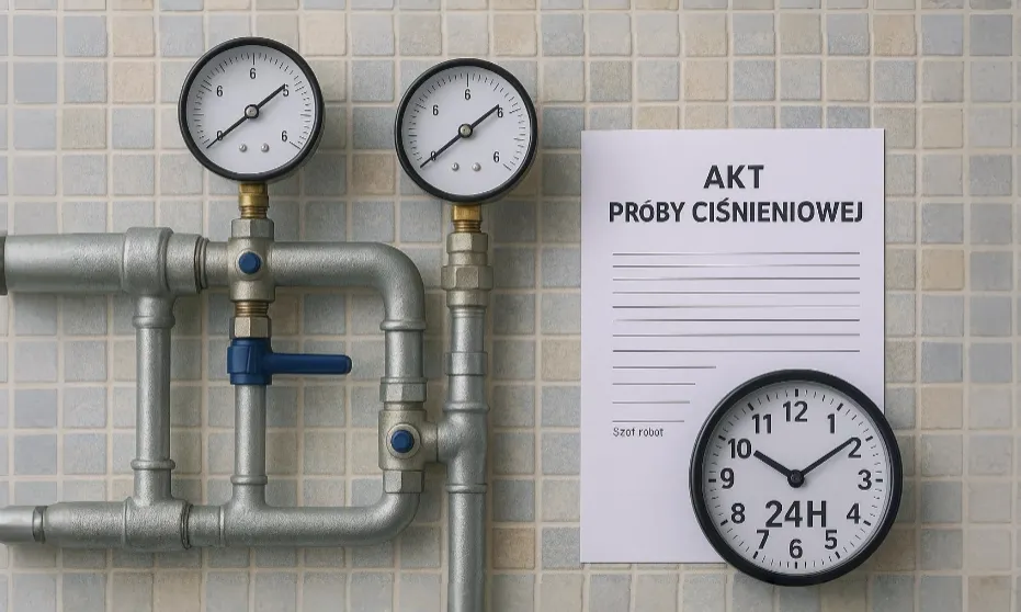 próba ciśnieniowa, szczelność instalacji, wyciek wody Warszawa